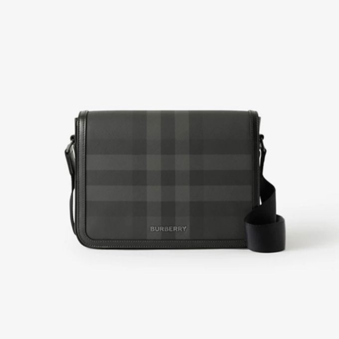 burberry alfred check canvas leather trim messenger bag